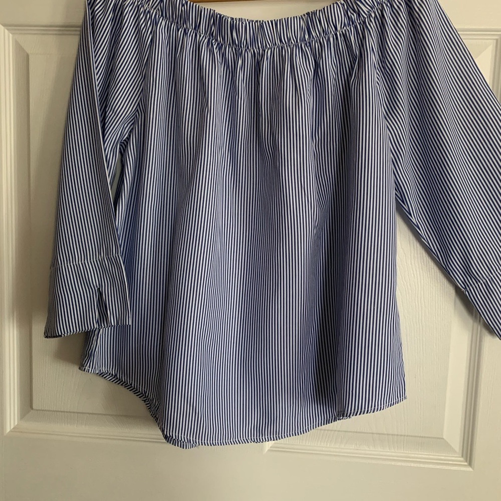 Off the shoulder pin striped blouse